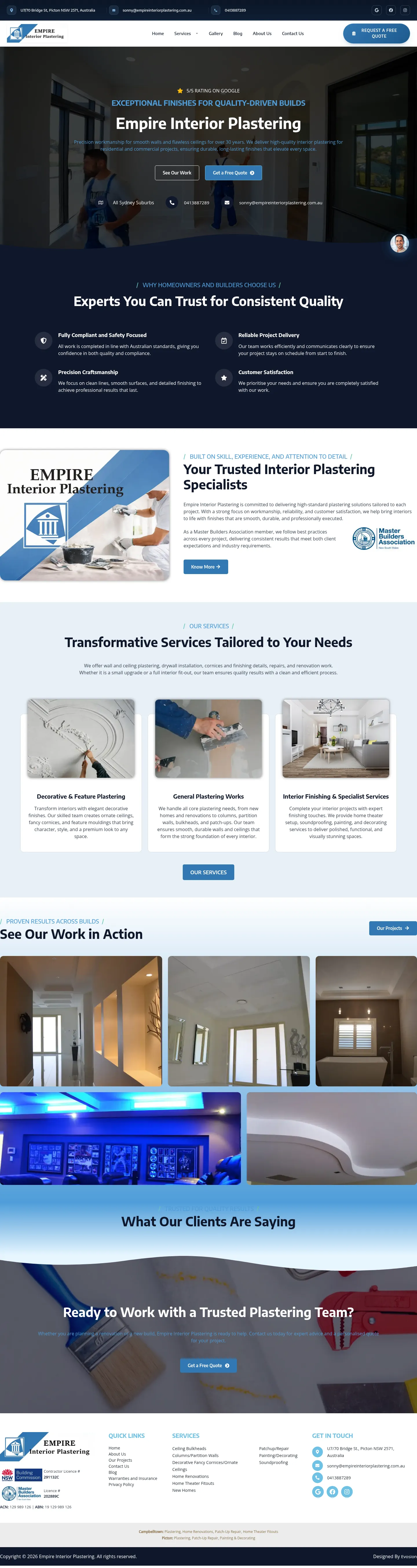 Empire Interior Plastering website