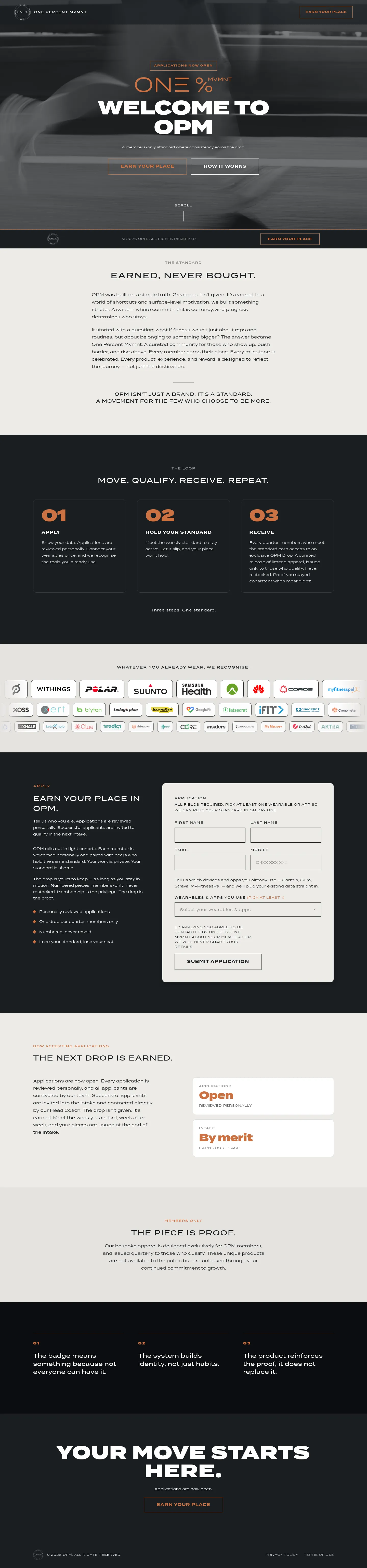 ONE % MVMNT website