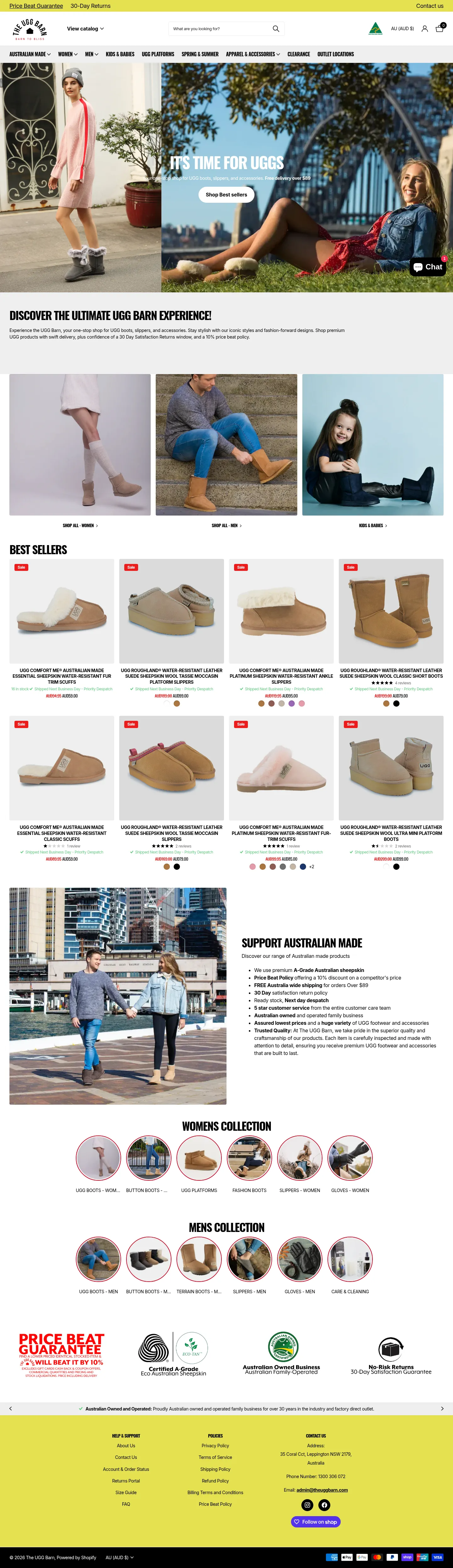 The UGG Barn website